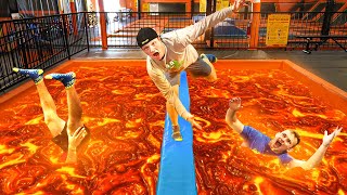 EXTREME FLOOR IS LAVA IN TRAMPOLINE PARK!