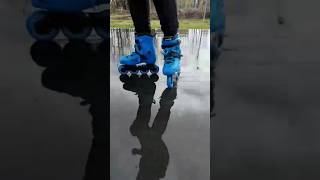 Т-стоп на мокром асфальте #роллер #rollerskating  #rollerblading