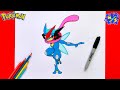 Pokemon Drawing || How to Draw Ash Greninja Easy Step by Step