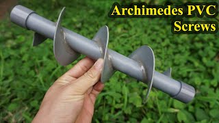 DIY Make Archimedes screw with PVC pipe. Archimedes Turbine , Archimedes Pump