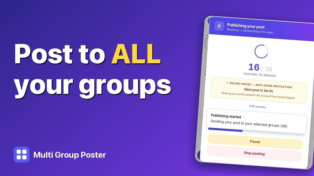 MultiGroupPoster tutorial video: posting to multiple Facebook groups at once