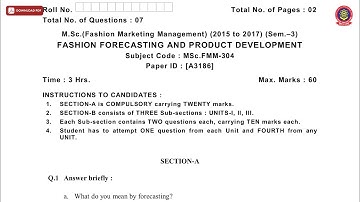 MSC FMM 3RD SEM FASHION FORECASTING AND PRODUCT DEVELOPMENT A DEC 2018 | PTU