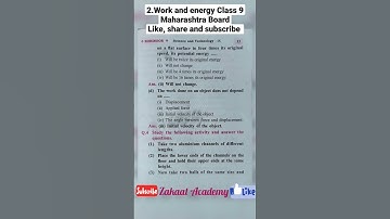 2.Work and energy Class 9 Exercise Maharashtra Board