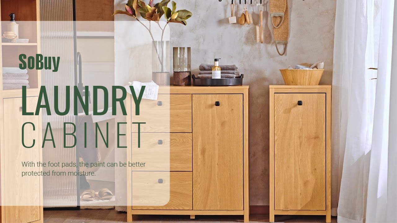 SoBuy Laundry cabinet丨Laundry chest丨Bathroom cabinet丨Storage cabinet丨BZR96-SN