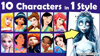Draw 10 Characters in 1 Art Style: Tim Burton Princesses + NEW Advent Calendar Coloring Book: Mei Yu