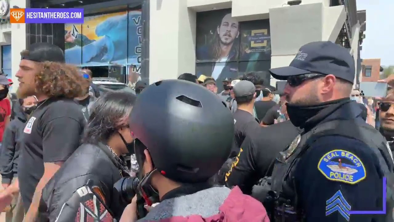 "Black Lives Matter' and 'White Lives Matter' Protesters Clash in Huntington Beach