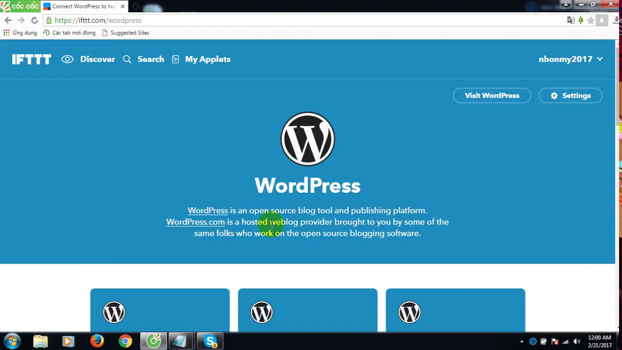 Đăng nhập Wordpress trong IFTTT