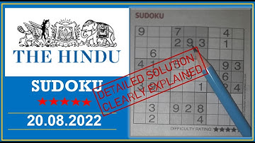 How to Solve 5 Star Hindu  Sudoku Aug 20,  2022 -  Step By Step Solution