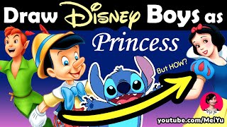Disney Boys Get a Princess Makeover! New Art Challenge by Mei Yu Fun2draw | Fun Friday