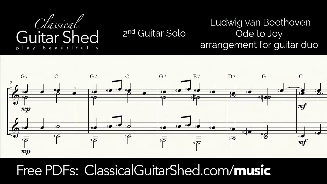 Free Classical Guitar Sheet Music Ludwig Van Beethoven Ode To