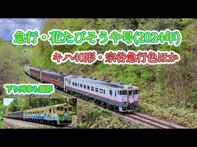 2024年花たびそうや号再現セット　キハ40恵み、急行色　キハ54北海道Nゲージ 急行・「花たびそうや」号(2024年) キハ40形1747(急行・宗谷色) 1720