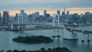 Timelapse Rainbow Bridge with Tokyo Tower,Tokyo Japan