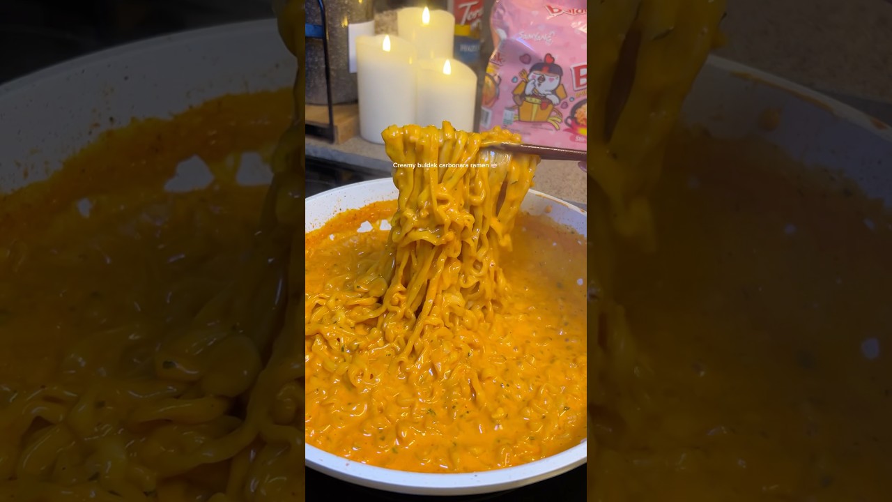 Creamy buldak carbonara ramen 🍜 #buldak #ramen #koreanfood #noodles #cookglowexplore #bayarea