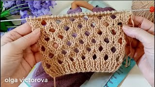 картинка: КРУПНАЯ СЕТКА СПИЦАМИ 1037 АЖУРНЫЙ УЗОР Узоры спицами KNITTING PATTERN