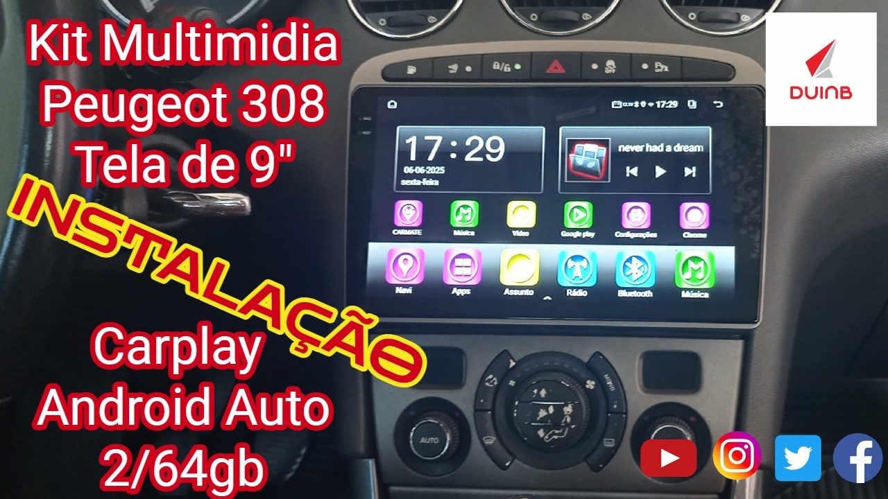 Duinb Navegação Entretenimento Estilo: Instalar a Multimídia Android 9 Polegadas no Peugeot 308!