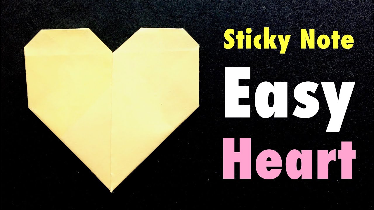 Easy Sticky Note Origami Heart, How to make Post-it Heart, Origami