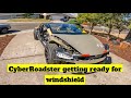 The cyberroadster new roof line prepares to reuse the original model 3 windshield