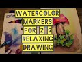 Watercolor markers for beginners | No talking | No music | ASMR drawing
