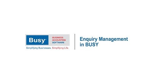 Enquiry Management in BUSY (English)