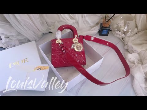 Small Lady Dior Bag Cherry Red Patent Cannage Calfskin