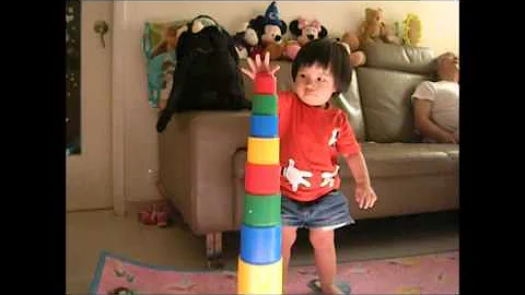 Tabitha stacking up the cups