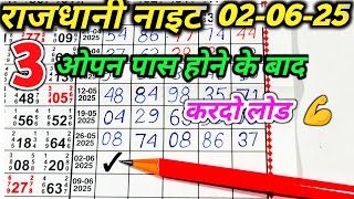 Rajdhani Night Analysis _02-06-25 || Rajdhani night open || Rajdhani night jodi || Anytime matka ji