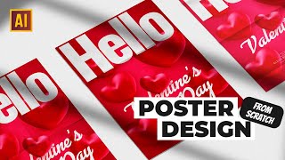 CREATE A POSTER FOR VALENTINE'S DAY WITH 3D HEARTS. TREND 2024 | TUTORIAL IN ADOBE ILLUSTRATOR
