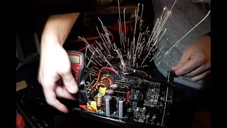 How to safely repair a power supply (and blow it up apparently.)  1600 WATT EVGA