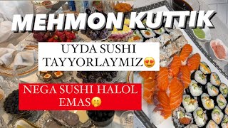 NEGA SUSHI HALOL EMAS? AMERIKADA MEHMON KUTISH | OPAMDAN UYDA HALOL SUSHI TAYYORLASH SIRLARI