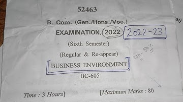 Business Environment Question Paper of 6th sem 2023. Question paper of Business Environment of 2023