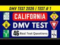 California DMV Permit Test 2026 46 Real Applicant Test Questions for dmv Test | Real DMV Test # 01
