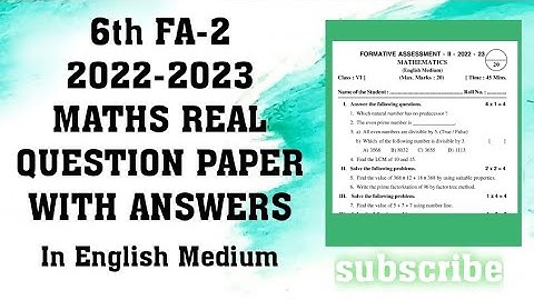 6th FA-2 2022-2023 MATHS REAL QUESTION PAPER WITH ANSWERS (KEY) IN ENGLISHMEDIUM /@Raj1vlife