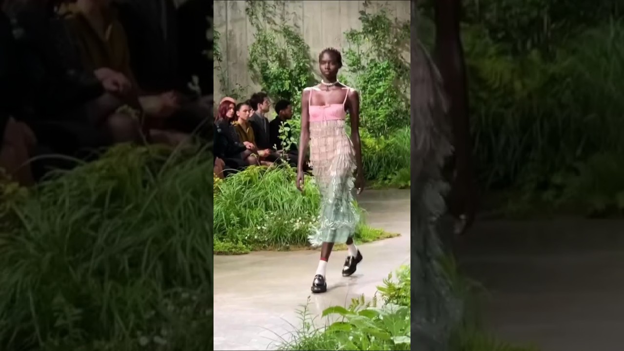 Nyanderi Deng walking for Gucci Resort 2025 