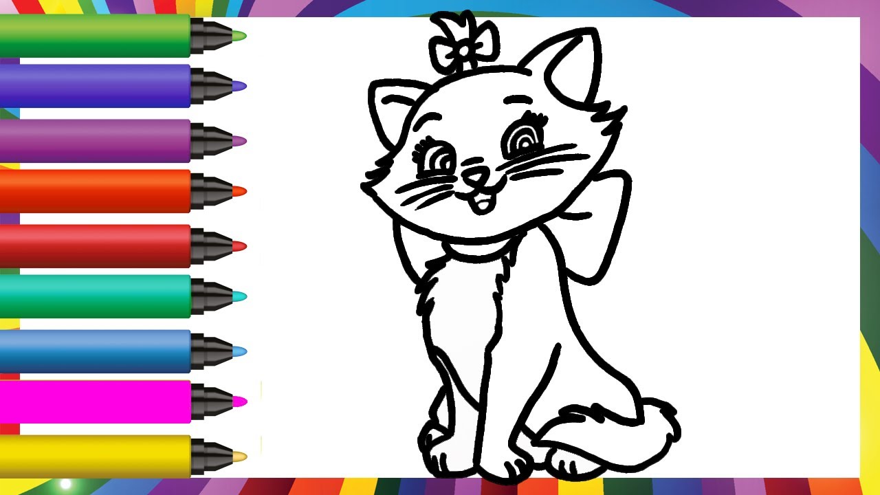 Drawing A Cute Pink Cat🐱💗 | Drawing & Coloring For Kids & Toddllers | Educational Videos For ...