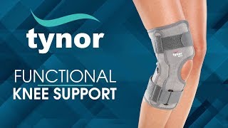 Tynor Functional Knee Support for controlled knee compression with a rigid hinge support system.