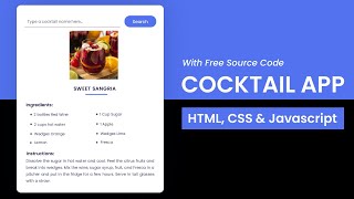 Cocktail App With Javascript | HTML, CSS & Javascript Project screenshot 1