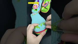 Beautiful Woolen Slippers Making Process In Easy #crochet #worldtailor #knitting #knittig