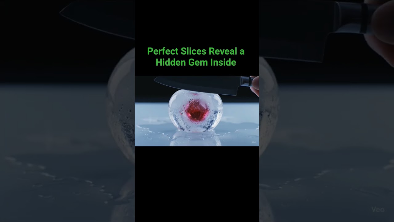 Crystal Core Slicing | Gem-Filled Ice Fruit ASMR in 8K