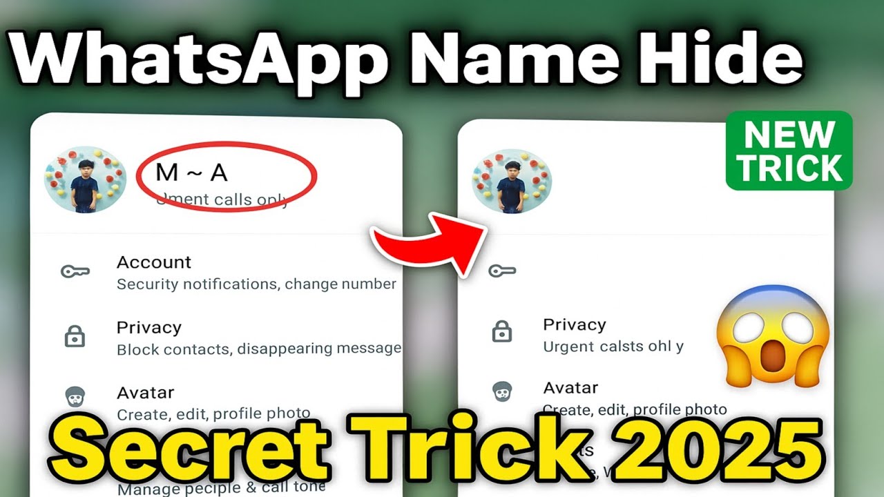 WhatsApp Name Hide ( छुपाना ) सीखों 😱 | WhatsApp hidden tricks | WhatsApp new tricks 2025