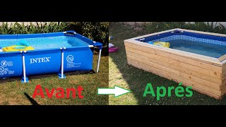 Habillage d'une piscine en bois