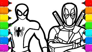 Spiderman Meets Deadpool Coloring Pages