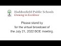 Haddonfield BOE July 21, 2022 Regular Meeting