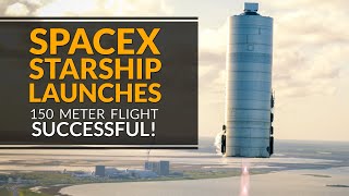 SpaceX Starship 150m launch success - SN5 150 meter hop and landing