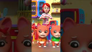 Três Gatinhos Canção De Bebê #Shorts #Music #Kids #ThreeLittleKittens #Cartoon