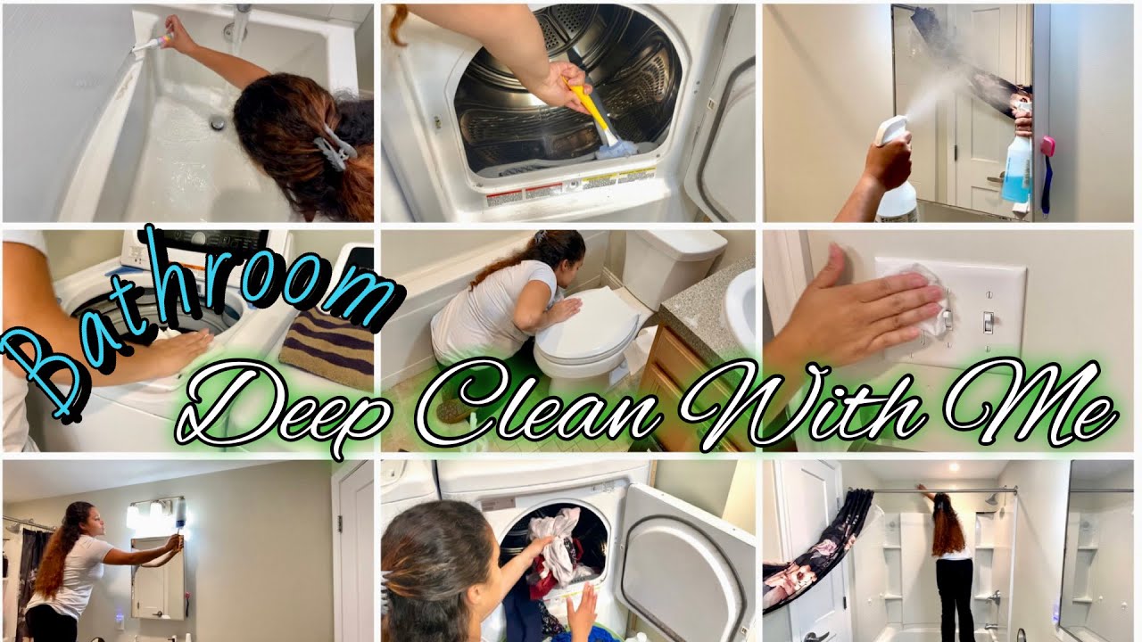 BATHROOM DEEP CLEAN | CLEAN WITH ME | CLEANING MOTIVATION | LAUNDRY ...