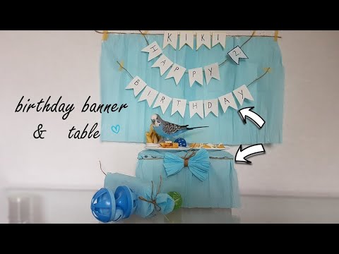 Mini birthday table & banner for parrot | DIY 🎈