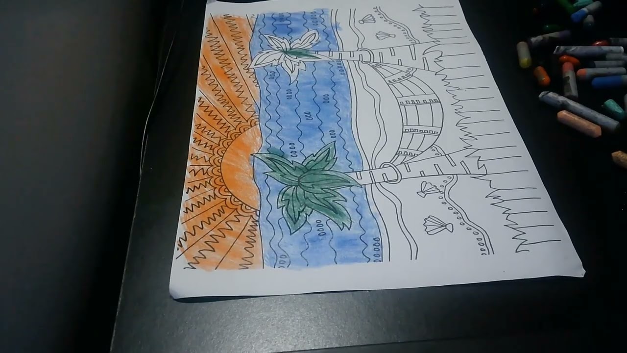 Coloring pages featuring coconut trees along the riverbank - Cool Revenge - Jeremy Blake