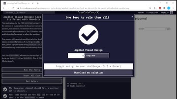 Applied Visual Design (21/52) | Lock an Element to Parent with Absolute Positioning | freeCodeCamp