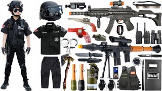 Special police weapon unboxing video, M416 automatic rifle, RPG,unboxing toy video, gas mask, axe