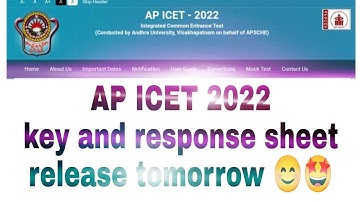 #AP ICET 2022# KEY AND RESPONSE SHEET  RELEASE TOMORROW 😊🤩